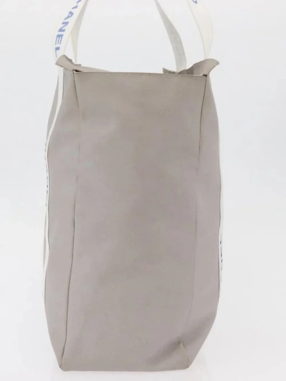 CHANEL Tote Bag Canvas Gray Silver CC Auth BA12334